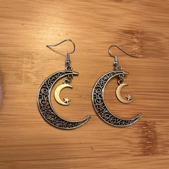 Crescent Moon Earrings - Picture 2 of 2